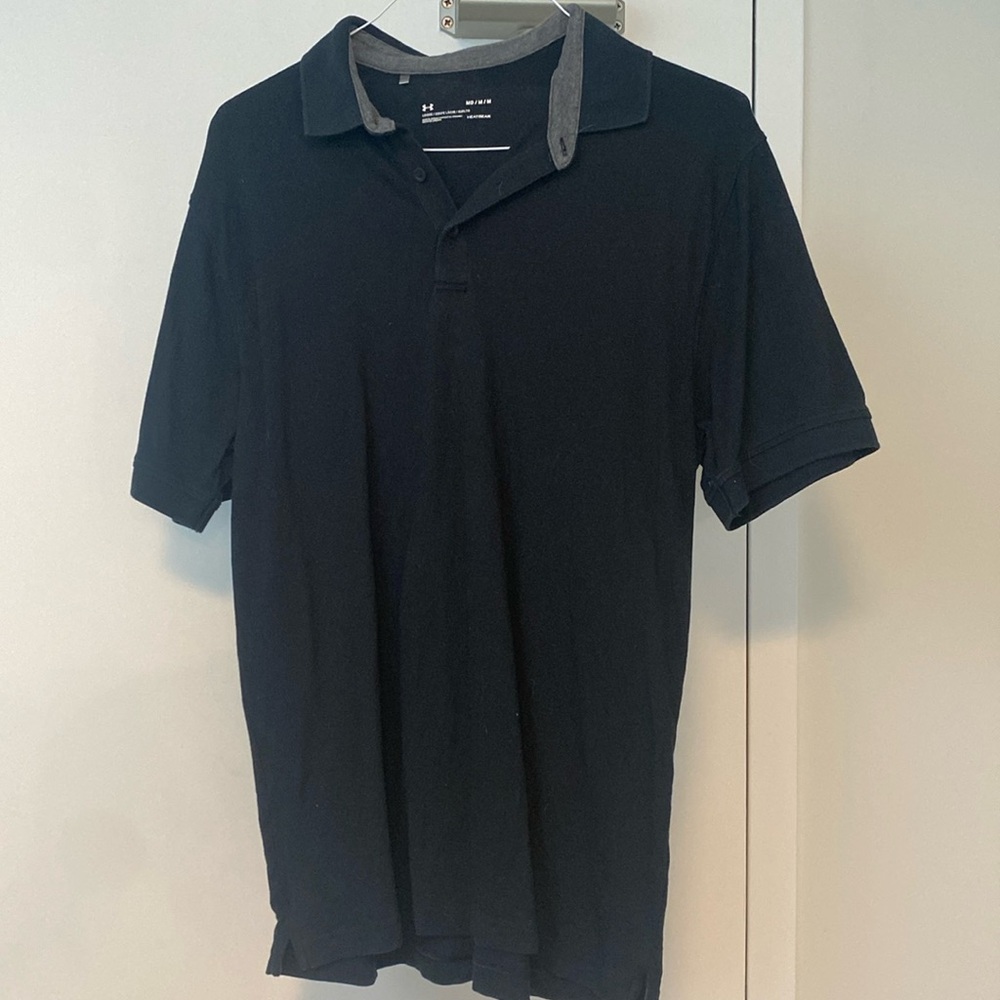 Under Armour- Black Polo - loose fit - size medium